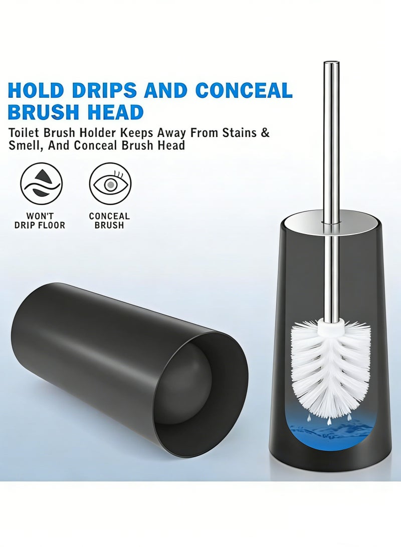 Arabest Toilet Brush and Holder, Toilet Bowl Brush with 304 Stainless Steel Long Handle, Hidden Toilet Brush with Durable Scrubbing Bristles for Bathroom Deep Cleaning (Black) - Image 5